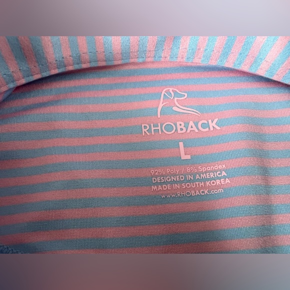 Rhoback Men's Short Sleeve Performance Polo Sz L The Birdie Stripe Pink/blue *** - Picture 6 of 16
